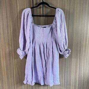 Kourt Lavender Puff Sleeve Dress